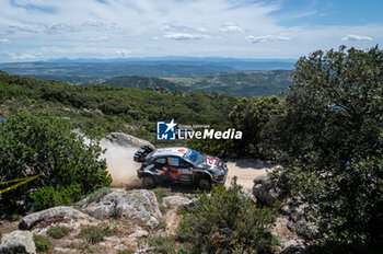 2024-06-01 - The driver Takamoto KATSUTA and is co-driver Aaron JOHNSTON on Toyota GR Yaris Rally1, in action during Day 2 of Rally Italia Sardegna 2024 - WRC - RALLY D'ITALIA SARDEGNA - RALLY - MOTORS