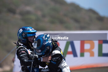 2024-06-02 - The driver Sami PAJARI and is co-driver Enni MALKONEN on Toyota GR Yaris celebrating the victory at Rally Italia Sardegna 2024 wrc2 category - WRC - RALLY D'ITALIA SARDEGNA - RALLY - MOTORS