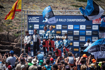 2024-06-02 - Sebastien OGIER ,Vincent LANDAIS,Ott TANAK,Martin JARVEOJA,Daniel SORDO,Candido CARRERA celebrating a podium of Rally Italia Sardegna 2024 - WRC - RALLY D'ITALIA SARDEGNA - RALLY - MOTORS