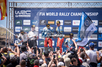 2024-06-02 - Sebastien OGIER ,Vincent LANDAIS,Ott TANAK,Martin JARVEOJA,Daniel SORDO,Candido CARRERA celebrating a podium of Rally Italia Sardegna 2024 - WRC - RALLY D'ITALIA SARDEGNA - RALLY - MOTORS