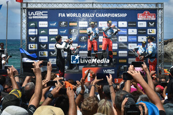 2024-06-02 - Driver Sebastien Ogier And Co-Driver Vincent Landais And Ott Tanak And Co-Driver Martin Jarveoja And Dani Sordo And Co-Driver Carrera Candido,The Final PodiumPower Stage During Fia World Rally Championship Wrc Rally Italia Sardegna 2024 02 June, Alghero Italy - FIA WORLD RALLY CHAMPIONSHIP WRC RALLY ITALIA SARDEGNA 2024  - RALLY - MOTORS