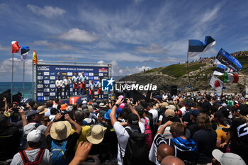 2024-06-02 - Driver Sebastien Ogier And Co-Driver Vincent Landais And Ott Tanak And Co-Driver Martin Jarveoja And Dani Sordo And Co-Driver Carrera Candido,The Final PodiumPower Stage During Fia World Rally Championship Wrc Rally Italia Sardegna 2024 02 June, Alghero Italy - FIA WORLD RALLY CHAMPIONSHIP WRC RALLY ITALIA SARDEGNA 2024  - RALLY - MOTORS