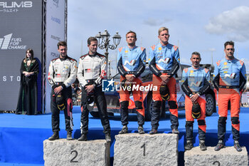 2024-06-02 - Driver Sebastien Ogier And Co-Driver Vincent Landais And Ott Tanak And Co-Driver Martin Jarveoja And Dani Sordo And Co-Driver Carrera Candido, In Celebrating The Final Podium in Alghero During Fia World Rally Championship Wrc Rally Italia Sardegna 2024 02 June, Alghero Italy - FIA WORLD RALLY CHAMPIONSHIP WRC RALLY ITALIA SARDEGNA 2024  - RALLY - MOTORS