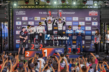 2024-06-30 - Jari-Matti Latvala Team Principal And Driver Elfyn Evans And Co-Driver Scott Martin ,And Kalle Rovanpera And Co-Driver Jonne Halttunen And Driver Adrien Fourmaux And Co-Driver , The Final Podium,During Fia World Rally Championship Wrc Orlen 80Th Rally Poland 2024 ,30 June,Mikolajki Poland -  FIA WORLD RALLY CHAMPIONSHIP WRC ORLEN 80TH RALLY POLAND 2024 - RALLY - MOTORS