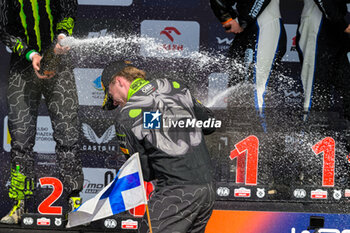 2024-06-30 - Drive Oliver Solber ,Celebrating The Final Podium rally2,During Fia World Rally Championship Wrc Orlen 80Th Rally Poland 2024 ,30 June,Mikolajki Poland -  FIA WORLD RALLY CHAMPIONSHIP WRC ORLEN 80TH RALLY POLAND 2024 - RALLY - MOTORS