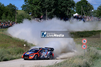 2024-07-20 - The Driver Ott Tanak And Co-Driver Martin Jarveoja Of The Hyundai Shell Mobis World Rally Team, Hyundaii20 N Rally1 Hybrid,They Face The 2nd Of The Race, During Fia World Rally Championship WRC Tet Rally Latvia 2024 20 July Riga Latvia - FIA WORLD RALLY CHAMPIONSHIP  WRC TET RALLY LATVIA 2024 - RALLY - MOTORS