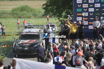 2024-07-21 - Drive Kalle Rovanpera And Co-Driver Jonne Halttunen Of The Team Toyota Gazoo Racing Wrt Are Driving The Toyota Gr Yaris Rally1 Hybrid Celebrating The Final Podium,During Fia World Rally Championship WRC Tet Rally Latvia 2024 21 July Riga Latvia - FIA WORLD RALLY CHAMPIONSHIP  WRC TET RALLY LATVIA 2024 - RALLY - MOTORS