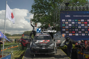 2024-07-21 - Drive Kalle Rovanpera And Co-Driver Jonne Halttunen Of The Team Toyota Gazoo Racing Wrt Are Driving The Toyota Gr Yaris Rally1 Hybrid Celebrating The Final Podium,During Fia World Rally Championship WRC Tet Rally Latvia 2024 21 July Riga Latvia - FIA WORLD RALLY CHAMPIONSHIP  WRC TET RALLY LATVIA 2024 - RALLY - MOTORS