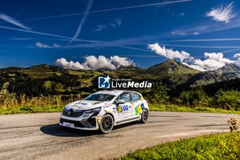 06/09/2024 - 64 PELAMOURGUES Arthur, POUGET Bastien, Renault Clio Rally5, action during the Rallye Mont-Blanc Morzine 2024, 6th round of the Championnat de France des Rallyes 2024, from September 6 to 9 in Morzine, France - AUTO - RALLYE MONT-BLANC MORZINE 2024 - RALLY - MOTORI