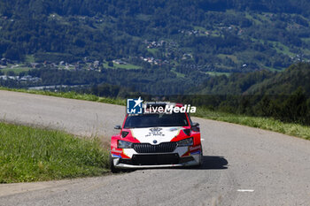 06/09/2024 - 22 DI FANTE Romain, DECLERCK Mélissa, Skoda Fabia Rally2, action during the Rallye Mont-Blanc Morzine 2024, 6th round of the Championnat de France des Rallyes 2024, from September 6 to 9 in Morzine, France - AUTO - RALLYE MONT-BLANC MORZINE 2024 - RALLY - MOTORI