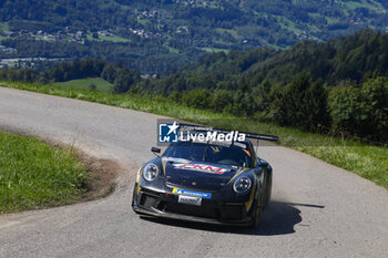 06/09/2024 - 41 LEDOGAR Côme, BOUCHET Yoann, Porsche 991.2 GT+, action during the Rallye Mont-Blanc Morzine 2024, 6th round of the Championnat de France des Rallyes 2024, from September 6 to 9 in Morzine, France - AUTO - RALLYE MONT-BLANC MORZINE 2024 - RALLY - MOTORI