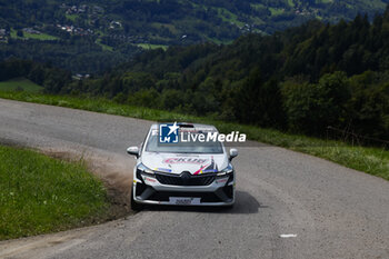 06/09/2024 - 76 FOSTIER Romain, ABCHICHE Ophélie, Renault Clio Rally5, action during the Rallye Mont-Blanc Morzine 2024, 6th round of the Championnat de France des Rallyes 2024, from September 6 to 9 in Morzine, France - AUTO - RALLYE MONT-BLANC MORZINE 2024 - RALLY - MOTORI