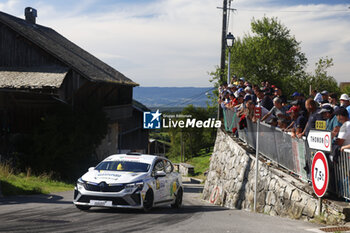 06/09/2024 - 64 PELAMOURGUES Arthur, POUGET Bastien, Renault Clio Rally5, action during the Rallye Mont-Blanc Morzine 2024, 6th round of the Championnat de France des Rallyes 2024, from September 6 to 9 in Morzine, France - AUTO - RALLYE MONT-BLANC MORZINE 2024 - RALLY - MOTORI