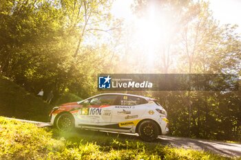 06/09/2024 - 65 CORBERAND Yoan, COMPOZIEUX Pauline, Renault Clio Rally5, action during the Rallye Mont-Blanc Morzine 2024, 6th round of the Championnat de France des Rallyes 2024, from September 6 to 9 in Morzine, France - AUTO - RALLYE MONT-BLANC MORZINE 2024 - RALLY - MOTORI