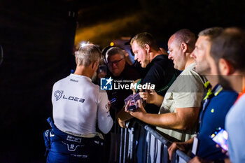 06/09/2024 - LOEB Sebastien, GODEY Laurène, Alpine A110 GT+, portrait during the Rallye Mont-Blanc Morzine 2024, 6th round of the Championnat de France des Rallyes 2024, from September 6 to 9 in Morzine, France - AUTO - RALLYE MONT-BLANC MORZINE 2024 - RALLY - MOTORI