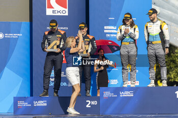 08/09/2024 - 63 MAIOR Norbert, MAIOR Francesca, Ford Fiesta Rally3, podium, portrait during the Acropolis Rally Greece 2024, 10th round of the 2024 WRC World Rally Car Championship, from September 1 to 4, 2024 at Lamia, Greece - AUTO - WRC - ACROPOLIS RALLY GREECE 2024 - RALLY - MOTORI