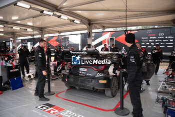 2024-10-19 - Elfyn EVANS(Gbr),Scott MARTIN (Gbr) on a TOYOTA GR Yaris Rally1 HYBRID of a team TOYOTA GAZOO RACING WRT in a service park during WRC Central European Rally 17-20 October 2024 - WRC CENTRAL EUROPEAN RALLY - RALLY - MOTORS