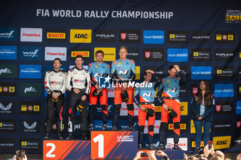 2024-10-20 - Elfyn EVANS(Gbr),Scott MARTIN (Gbr), Ott TÄNAK(Est),Martin JÄRVEOJA(Est) ,Thierry NEUVILLE(Bel),Martijn WYDAEGHE(Bel) on a podium of WRC Central European Rally 17-20 October 2024 - WRC CENTRAL EUROPEAN RALLY - RALLY - MOTORS