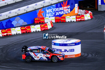 2024-11-21 - Driver Andreas Mikkelsen And Co-Driver Torstein Eriksen Of The Team Hyundai Shell Mobis World Rally Team,Hyundaii20 N Rally1 Hybrid ,They Face Ss1 Toyota Stadium,During Fia World Rally Championship Wrc FORUM8 Rally Japan 2024 19 November, Okazaki Japan - FIA WORLD RALLY CHAMPIONSHIP  WRC FORUM8 RALLY JAPAN 2024  - RALLY - MOTORS