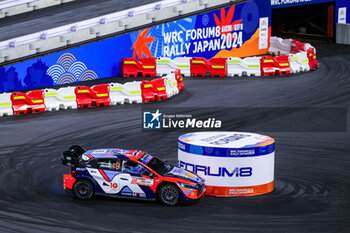 2024-11-21 - Driver Andreas Mikkelsen And Co-Driver Torstein Eriksen Of The Team Hyundai Shell Mobis World Rally Team,Hyundaii20 N Rally1 Hybrid ,They Face Ss1 Toyota Stadium,During Fia World Rally Championship Wrc FORUM8 Rally Japan 2024 19 November, Okazaki Japan - FIA WORLD RALLY CHAMPIONSHIP  WRC FORUM8 RALLY JAPAN 2024  - RALLY - MOTORS