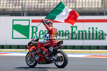 2024-06-16 - Nicolo Bulega (ITA) Ducati Panigale V4R, Aruba.It Racing - Ducati during FIM Superbike World Championship Pirelli 
Emilia-Romagna Round at Misano World Circuit, Misano Adriatico, Italy on June 16, 2024 - ROUND 04 EMILIA-ROMAGNA ROUND - SUPERPOLERACE AND RACE 2 - SUPERBIKE - MOTORS