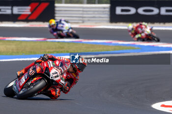 2024-06-16 - Nicolo Bulega (ITA) Ducati Panigale V4R, Aruba.It Racing - Ducati during FIM Superbike World Championship Pirelli 
Emilia-Romagna Round at Misano World Circuit, Misano Adriatico, Italy on June 16, 2024 - ROUND 04 EMILIA-ROMAGNA ROUND - SUPERPOLERACE AND RACE 2 - SUPERBIKE - MOTORS