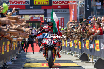 2024-06-16 - Nicolo Bulega (ITA) Ducati Panigale V4R, Aruba.It Racing - Ducati during FIM Superbike World Championship Pirelli 
Emilia-Romagna Round at Misano World Circuit, Misano Adriatico, Italy on June 16, 2024 - ROUND 04 EMILIA-ROMAGNA ROUND - SUPERPOLERACE AND RACE 2 - SUPERBIKE - MOTORS