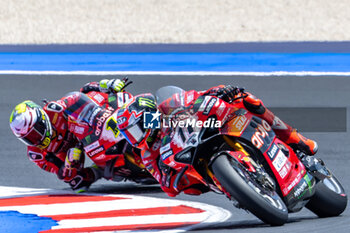 2024-06-15 - Nicolo Bulega (ITA) Ducati Panigale V4R, Aruba.It Racing - Ducati and Alvaro Bautista (ESP) Ducati Panigale V4R, Aruba.It Racing - Ducati during FIM Superbike World Championship Pirelli Emilia-Romagna Round at Misano World Circuit, Misano Adriatico, Italy on June 15, 2024 - SBK - SUPERPOLE AND RACE 1 PIRELLI EMILIA-ROMAGNA ROUND - SUPERBIKE - MOTORS