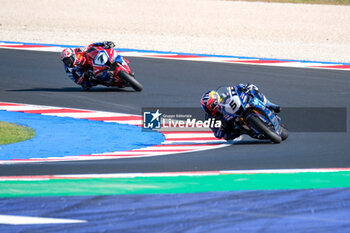 2024-06-15 - (5) Philipp Oettl from Germany of Team GMT94 Yamaha, rides Yamaha YZF R1 followed by (7) Iker Lecuona from Spain of Team HRC, rides Honda CBR1000-RR in action during the FIM Motul Superbike World Championship - Free practice session of Emilia Romagna Round at Marco Simoncelli World Circuit in Misano Adriatico on June 15, 2024 in Misano Adriatico, Rimini, Italy. - PIRELLI EMILIA ROMAGNA ROUND - FREE PRACTICE - SUPERBIKE - MOTORS