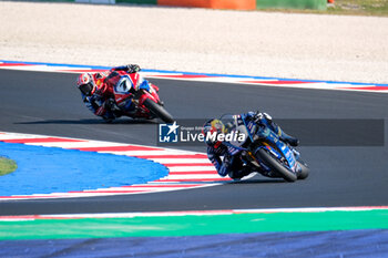 2024-06-15 - (5) Philipp Oettl from Germany of Team GMT94 Yamaha, rides Yamaha YZF R1 followed by (7) Iker Lecuona from Spain of Team HRC, rides Honda CBR1000-RR in action during the FIM Motul Superbike World Championship - Free practice session of Emilia Romagna Round at Marco Simoncelli World Circuit in Misano Adriatico on June 15, 2024 in Misano Adriatico, Rimini, Italy. - PIRELLI EMILIA ROMAGNA ROUND - FREE PRACTICE - SUPERBIKE - MOTORS