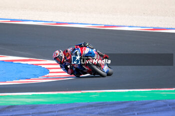 2024-06-15 - (7) Iker Lecuona from Spain of Team HRC, rides Honda CBR1000-RR in action during the FIM Motul Superbike World Championship - Free practice session of Emilia Romagna Round at Marco Simoncelli World Circuit in Misano Adriatico on June 15, 2024 in Misano Adriatico, Rimini, Italy. - PIRELLI EMILIA ROMAGNA ROUND - FREE PRACTICE - SUPERBIKE - MOTORS