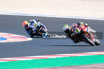 2024-06-15 - (1) Alvaro Bautista from Spain of Aruba.it Ducati Team, rides Ducati Panigale V4R in action during the FIM Motul Superbike World Championship - Free practice session of Emilia Romagna Round at Marco Simoncelli World Circuit in Misano Adriatico on June 15, 2024 in Misano Adriatico, Rimini, Italy. - PIRELLI EMILIA ROMAGNA ROUND - FREE PRACTICE - SUPERBIKE - MOTORS