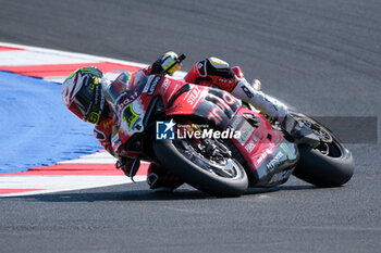 2024-06-15 - (1) Alvaro Bautista from Spain of Aruba.it Ducati Team, rides Ducati Panigale V4R in action during the FIM Motul Superbike World Championship - Free practice session of Emilia Romagna Round at Marco Simoncelli World Circuit in Misano Adriatico on June 15, 2024 in Misano Adriatico, Rimini, Italy. - PIRELLI EMILIA ROMAGNA ROUND - FREE PRACTICE - SUPERBIKE - MOTORS