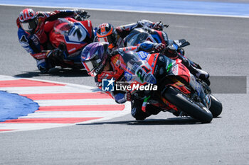 2024-06-15 - (21) Michael Ruben Rinaldi from Italy of Team Motocorsa Racing, rides Ducati Panigale V4R in action during the FIM Motul Superbike World Championship - Tissot Superpole race 1 of Emilia Romagna Round at Marco Simoncelli World Circuit in Misano Adriatico on June 15, 2024 in Misano Adriatico, Rimini, Italy. - PIRELLI EMILIA ROMAGNA ROUND - TISSOT SUPERPOLE - SUPERBIKE - MOTORS