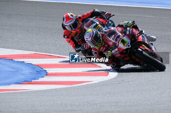 2024-06-15 - (1) Alvaro Bautista from Spain of Aruba.it Ducati Team, rides Ducati Panigale V4R in action during the FIM Motul Superbike World Championship - Tissot Superpole race 1 of Emilia Romagna Round at Marco Simoncelli World Circuit in Misano Adriatico on June 15, 2024 in Misano Adriatico, Rimini, Italy. - PIRELLI EMILIA ROMAGNA ROUND - TISSOT SUPERPOLE - SUPERBIKE - MOTORS