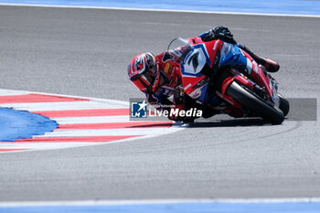 2024-06-15 - (7) Iker Lecuona from Spain of Team HRC, rides Honda CBR1000-RR in action during the FIM Motul Superbike World Championship - Tissot Superpole race 1 of Emilia Romagna Round at Marco Simoncelli World Circuit in Misano Adriatico on June 15, 2024 in Misano Adriatico, Rimini, Italy. - PIRELLI EMILIA ROMAGNA ROUND - TISSOT SUPERPOLE - SUPERBIKE - MOTORS