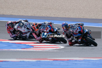 2024-06-15 - (54) Toprak Razgatlioglu from Turkey of ROKiT BMW Motored WorldSBK Team, rides BMW M1000 RR and (60) Michael Van Der Mark from Netherlands of ROKiT BMW Motored WorldSBK Team, rides BMW M1000 RR in action during the FIM Motul Superbike World Championship - Tissot Superpole race 1 of Emilia Romagna Round at Marco Simoncelli World Circuit in Misano Adriatico on June 15, 2024 in Misano Adriatico, Rimini, Italy. - PIRELLI EMILIA ROMAGNA ROUND - TISSOT SUPERPOLE - SUPERBIKE - MOTORS