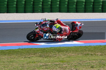 2024-06-15 - (1) Alvaro Bautista from Spain of Aruba.it Ducati Team, rides Ducati Panigale V4R in action during the FIM Motul Superbike World Championship - Tissot Superpole race 1 of Emilia Romagna Round at Marco Simoncelli World Circuit in Misano Adriatico on June 15, 2024 in Misano Adriatico, Rimini, Italy. - PIRELLI EMILIA ROMAGNA ROUND - TISSOT SUPERPOLE - SUPERBIKE - MOTORS