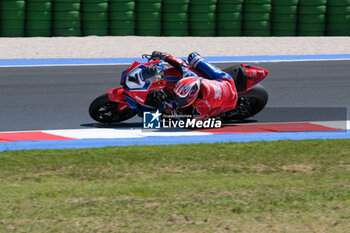 2024-06-15 - (7) Iker Lecuona from Spain of Team HRC, rides Honda CBR1000-RR in action during the FIM Motul Superbike World Championship - Tissot Superpole race 1 of Emilia Romagna Round at Marco Simoncelli World Circuit in Misano Adriatico on June 15, 2024 in Misano Adriatico, Rimini, Italy. - PIRELLI EMILIA ROMAGNA ROUND - TISSOT SUPERPOLE - SUPERBIKE - MOTORS