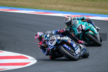 2024-06-15 - (28) Bradley Ray from United Kingdom of Yamaha Motoracing World SBK Team, rides Yamaha YZF R1 and (27) Adam Norrodim from Malaysia of Petronas MIE Racing Honda, rides Honda CBR1000-RR in action during the FIM Motul Superbike World Championship - Race 1 of Emilia Romagna Round at Marco Simoncelli World Circuit in Misano Adriatico on June 15, 2024 in Misano Adriatico, Rimini, Italy. - PIRELLI EMILIA ROMAGNA ROUND - RACE 1 - SUPERBIKE - MOTORS