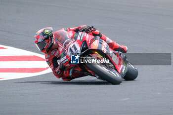 2024-06-15 - (11) Nicolo Bulega from Italy of Aruba.it Ducati Team, rides Ducati Panigale V4R in action during the FIM Motul Superbike World Championship - Race 1 of Emilia Romagna Round at Marco Simoncelli World Circuit in Misano Adriatico on June 15, 2024 in Misano Adriatico, Rimini, Italy. - PIRELLI EMILIA ROMAGNA ROUND - RACE 1 - SUPERBIKE - MOTORS