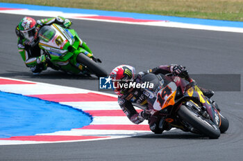 2024-06-15 - (14) Sam Lowes from United Kingdom of ELF Marc VDS Racing Team, rides Ducati Panigale V4R in action during the FIM Motul Superbike World Championship - Race 1 of Emilia Romagna Round at Marco Simoncelli World Circuit in Misano Adriatico on June 15, 2024 in Misano Adriatico, Rimini, Italy. - PIRELLI EMILIA ROMAGNA ROUND - RACE 1 - SUPERBIKE - MOTORS