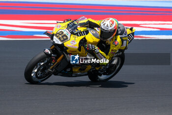 2024-06-15 - (29) Andrea Iannone from Italy of Team GoEleven, rides Ducati Panigale V4R in action during the FIM Motul Superbike World Championship - Race 1 of Emilia Romagna Round at Marco Simoncelli World Circuit in Misano Adriatico on June 15, 2024 in Misano Adriatico, Rimini, Italy. - PIRELLI EMILIA ROMAGNA ROUND - RACE 1 - SUPERBIKE - MOTORS