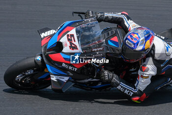 2024-06-15 - (54) Toprak Razgatlioglu from Turkey of ROKiT BMW Motored WorldSBK Team, rides BMW M1000 RR in action during the FIM Motul Superbike World Championship - Race 1 of Emilia Romagna Round at Marco Simoncelli World Circuit in Misano Adriatico on June 15, 2024 in Misano Adriatico, Rimini, Italy. - PIRELLI EMILIA ROMAGNA ROUND - RACE 1 - SUPERBIKE - MOTORS