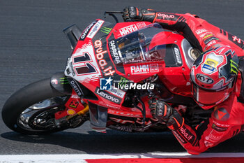 2024-06-15 - (11) Nicolo Bulega from Italy of Aruba.it Ducati Team, rides Ducati Panigale V4R in action during the FIM Motul Superbike World Championship - Race 1 of Emilia Romagna Round at Marco Simoncelli World Circuit in Misano Adriatico on June 15, 2024 in Misano Adriatico, Rimini, Italy. - PIRELLI EMILIA ROMAGNA ROUND - RACE 1 - SUPERBIKE - MOTORS