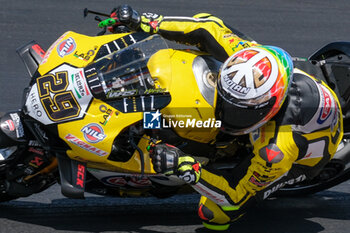 2024-06-15 - (29) Andrea Iannone from Italy of Team GoEleven, rides Ducati Panigale V4R in action during the FIM Motul Superbike World Championship - Race 1 of Emilia Romagna Round at Marco Simoncelli World Circuit in Misano Adriatico on June 15, 2024 in Misano Adriatico, Rimini, Italy. - PIRELLI EMILIA ROMAGNA ROUND - RACE 1 - SUPERBIKE - MOTORS