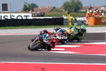 2024-09-21 - (9) Danilo Petrucci from Italy of Brani Spark Racing Team, rides Ducati Panigale V4R in action during the FIM Motul Superbike World Championship - Race 1 of Acerbis Italian Round at Cremona Circuit in San Martino del Lago on September 21, 2024, Cremona, Italy. - ACERBIS ITALIAN ROUND - SUPERBIKE - MOTORS