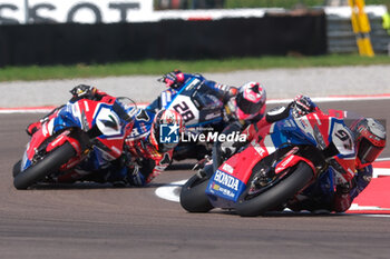 2024-09-21 - (97) Xavi Vierge from Spain of Team HRC, rides Honda CBR1000 RR followed by (7) Iker Lecuona from Spain of Team HRC, rides Honda CBR1000-RR in action during the FIM Motul Superbike World Championship - Race 1 of Acerbis Italian Round at Cremona Circuit in San Martino del Lago on September 21, 2024, Cremona, Italy. - ACERBIS ITALIAN ROUND - SUPERBIKE - MOTORS