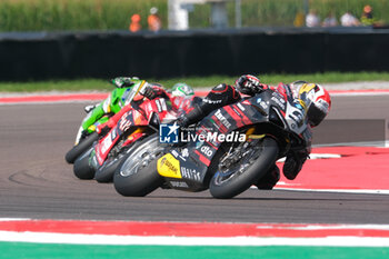 2024-09-21 - (9) Danilo Petrucci from Italy of Brani Spark Racing Team, rides Ducati Panigale V4R in action during the FIM Motul Superbike World Championship - Race 1 of Acerbis Italian Round at Cremona Circuit in San Martino del Lago on September 21, 2024, Cremona, Italy. - ACERBIS ITALIAN ROUND - SUPERBIKE - MOTORS