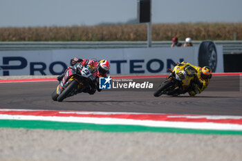 2024-09-21 - (9) Danilo Petrucci from Italy of Brani Spark Racing Team, rides Ducati Panigale V4R and (29) Andrea Iannone from Italy of Team GoEleven, rides Ducati Panigale V4R in action during the FIM Motul Superbike World Championship - Race 1 of Acerbis Italian Round at Cremona Circuit in San Martino del Lago on September 21, 2024, Cremona, Italy. - ACERBIS ITALIAN ROUND - SUPERBIKE - MOTORS